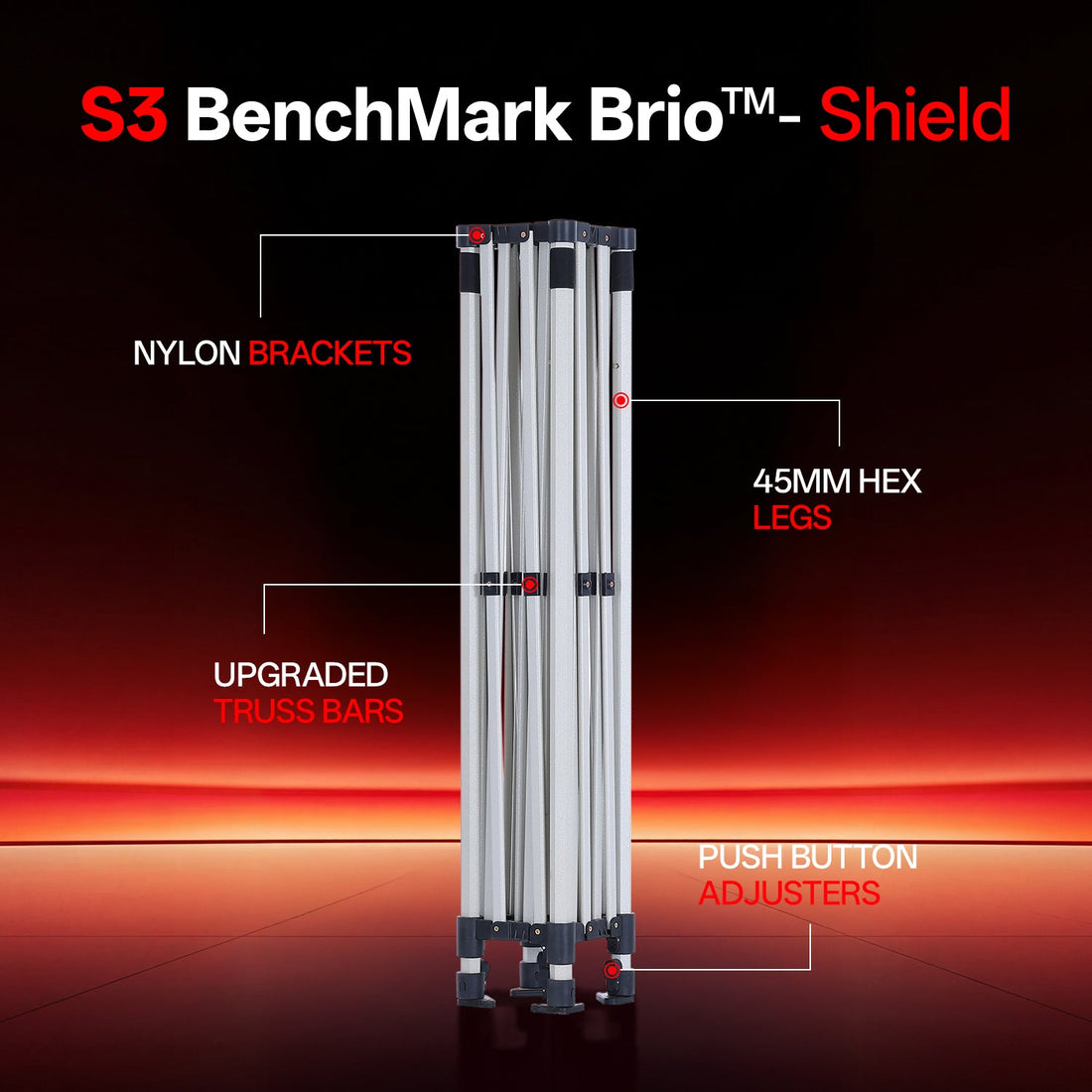 ABCCANOPY S3 BenchMark Brio Shield Aluminum Steel Replacement Canopy Frame Only - 10x10, 10x15, 10x20