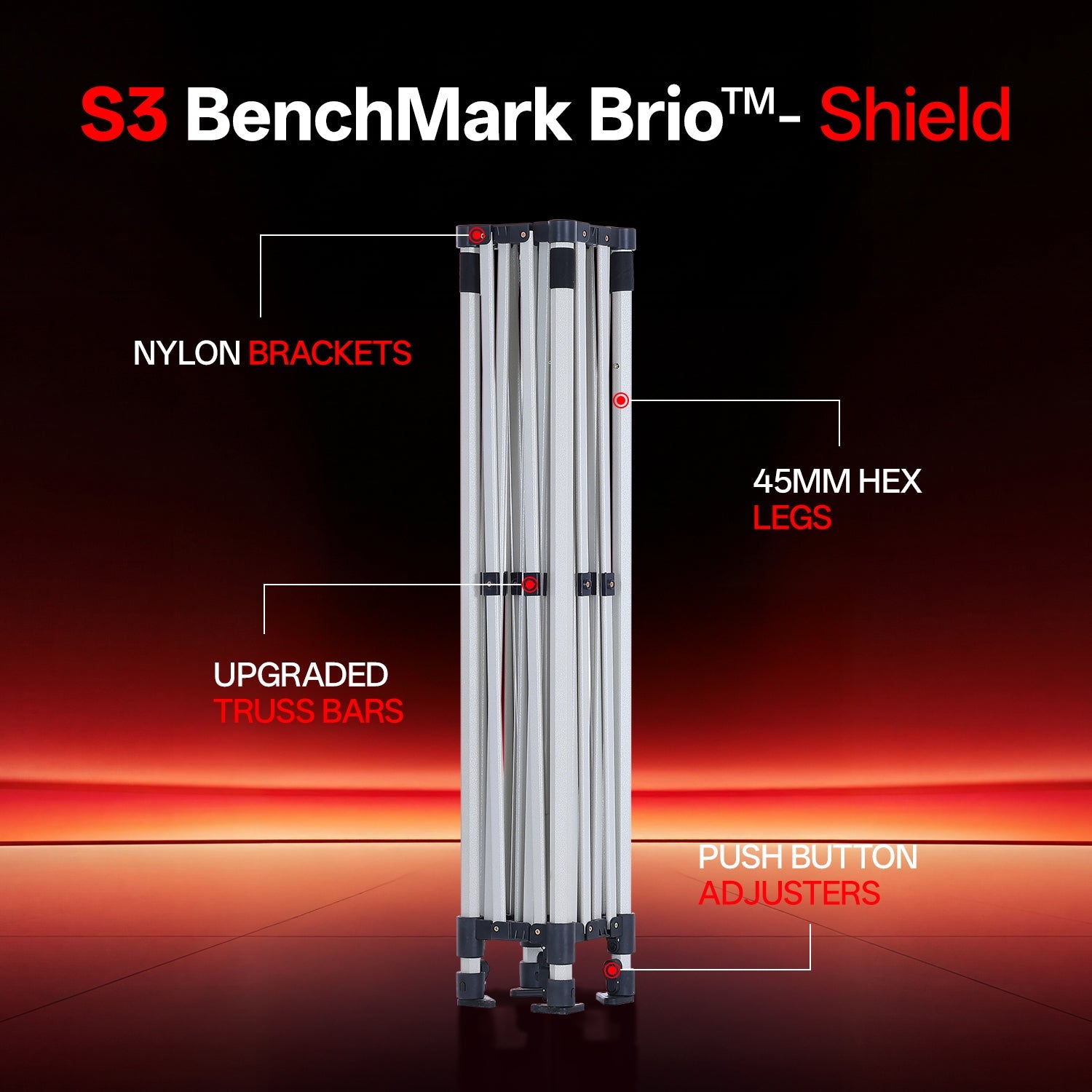 ABCCANOPY S3 BenchMark Brio Shield Aluminum Steel Replacement Canopy Frame Only - 10x10, 10x15, 10x20