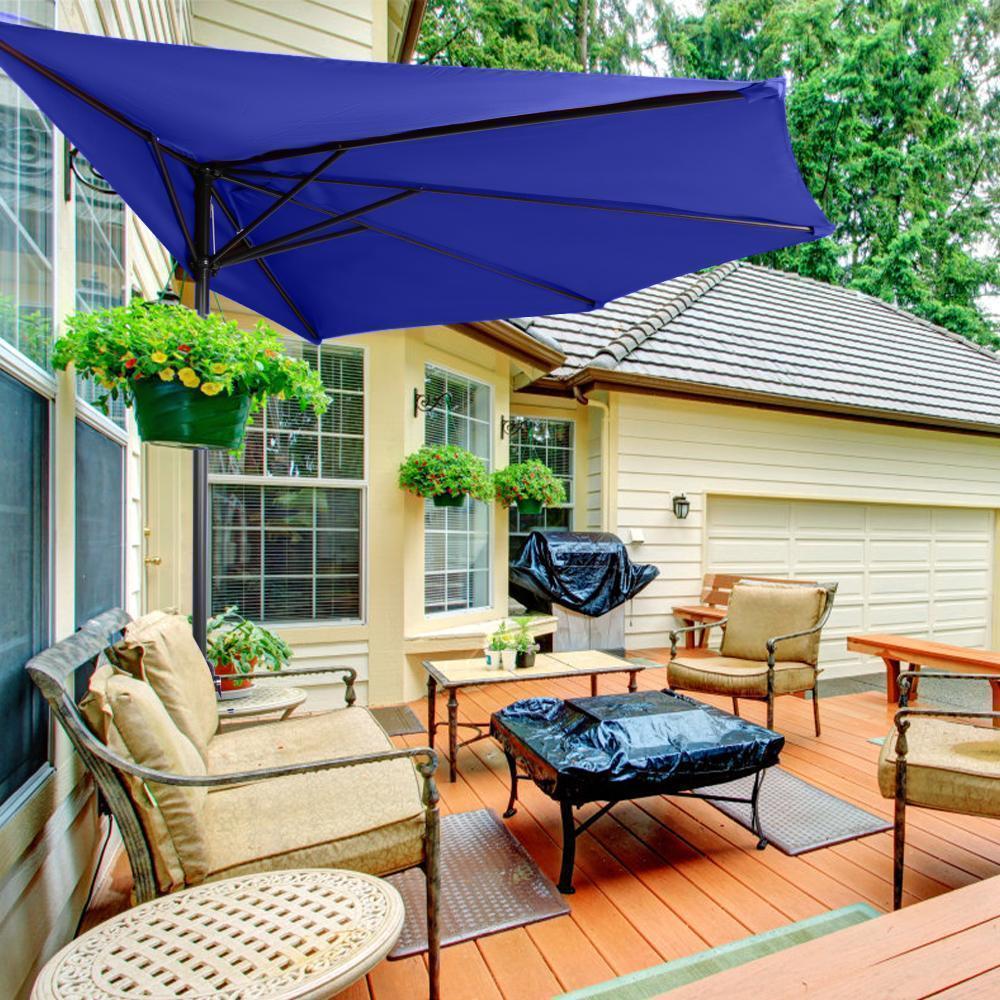 Patio Umbrella Half Round Outdoor Umbrella Turquoise / 9FT Patio Umbrella Half Round Outdoor Umbrella Turquoise / 9FT