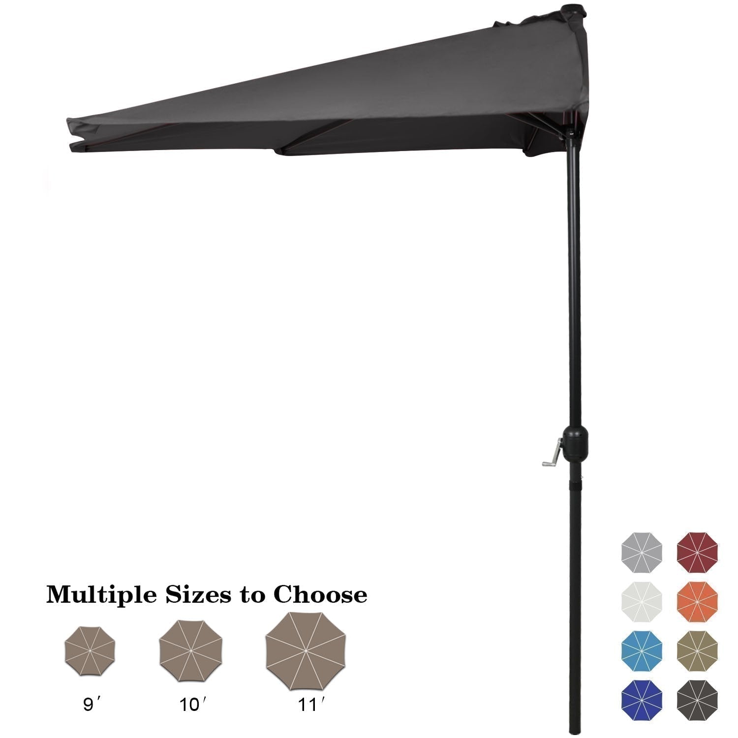 half round patio umbrella stand Patio Umbrella Half Round Outdoor Umbrella Dark Gray / 9FT