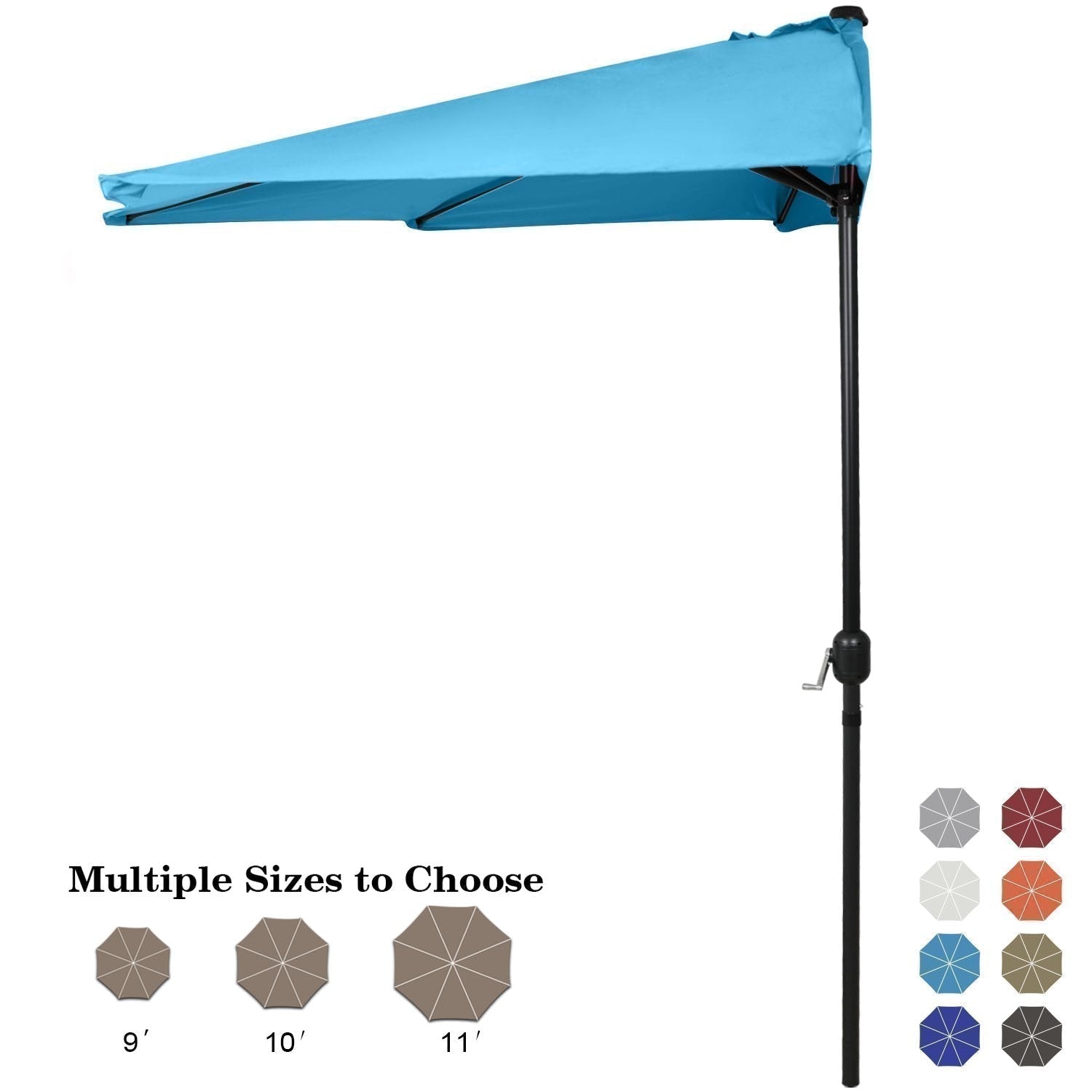 Patio Umbrella Half Round Outdoor Umbrella Turquoise / 9FT Patio Umbrella Half Round Outdoor Umbrella Turquoise / 9FT